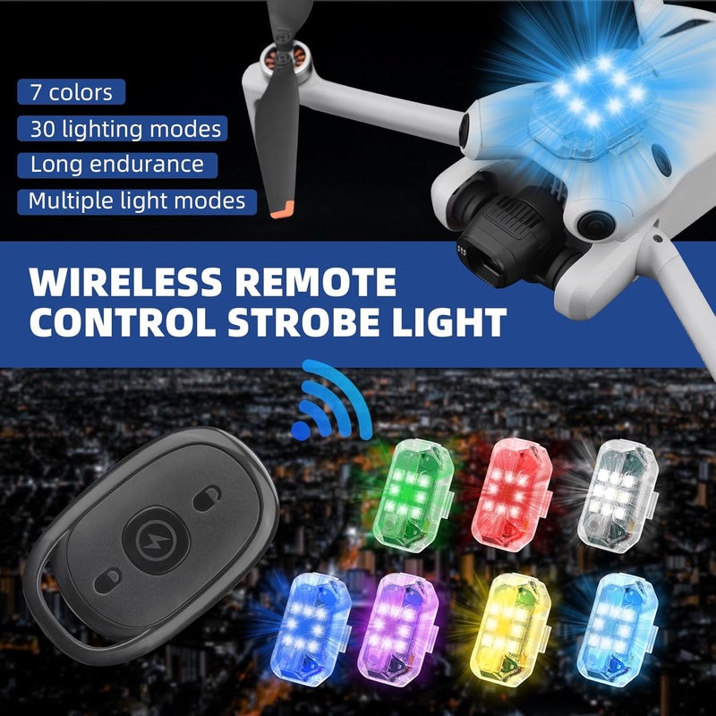 HeiyRC ضوء وميض LED لاسلكي للطائرات بدون طيار، ضوء طيار مضاد للتصادم عالي السطوع، ضوء إشارة ليلية لـ DJI Air 3S، Avata 2، Mini 4 Pro، Neo، Air 2، Mavic 3 - Image 2